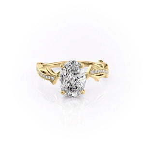 The Pave Twig Set With A Oval Moissanite