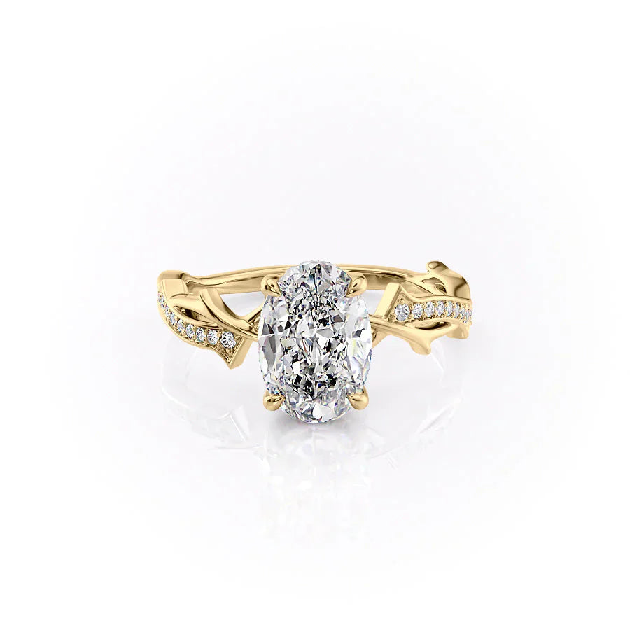 The Pave Twig Set With A 2.5 Carat Oval Moissanite