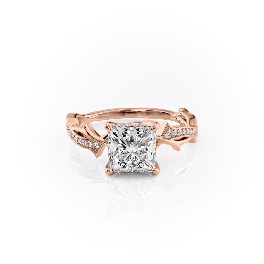 The Pave Twig Set With A 1.5 Carat Princess Lab Diamond