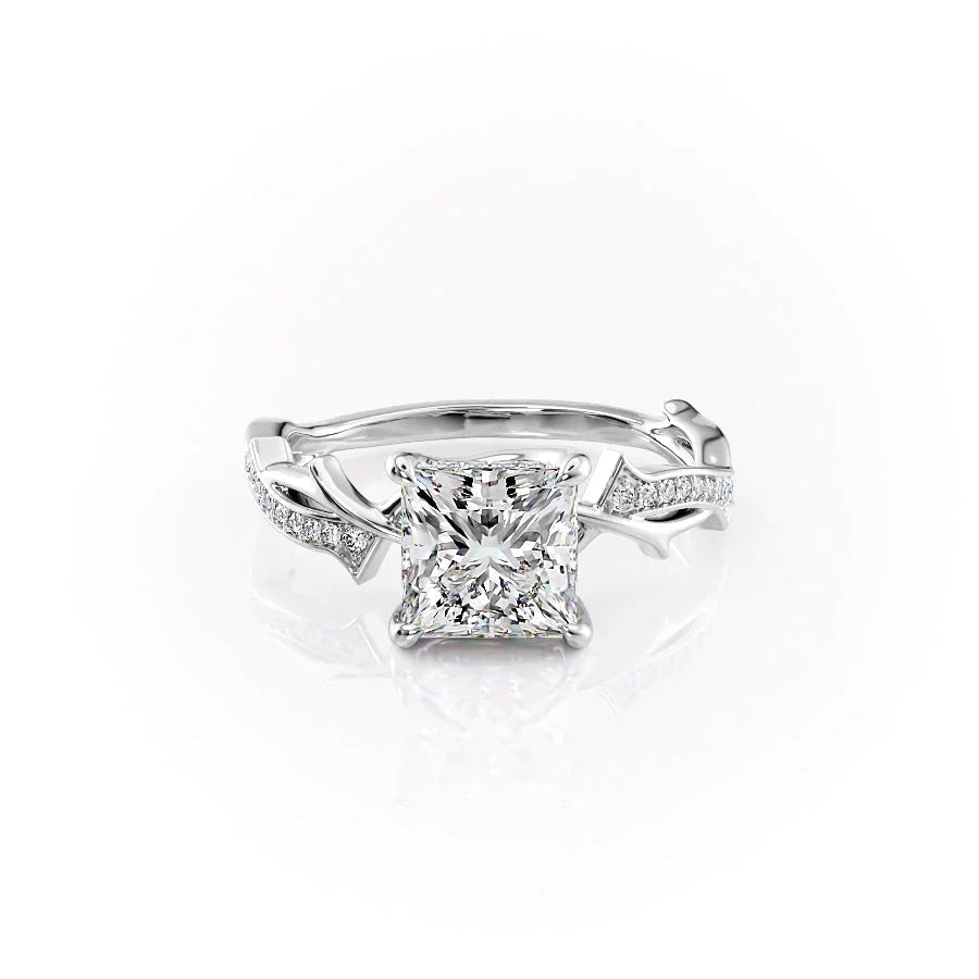 The Pave Twig Set With A Princess Moissanite