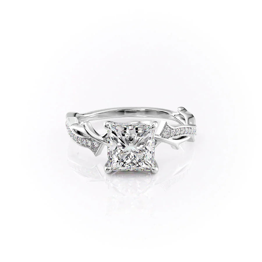 The Pave Twig Set With A 3.5 Carat Princess Moissanite