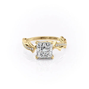 The Pave Twig Set With A Princess Moissanite