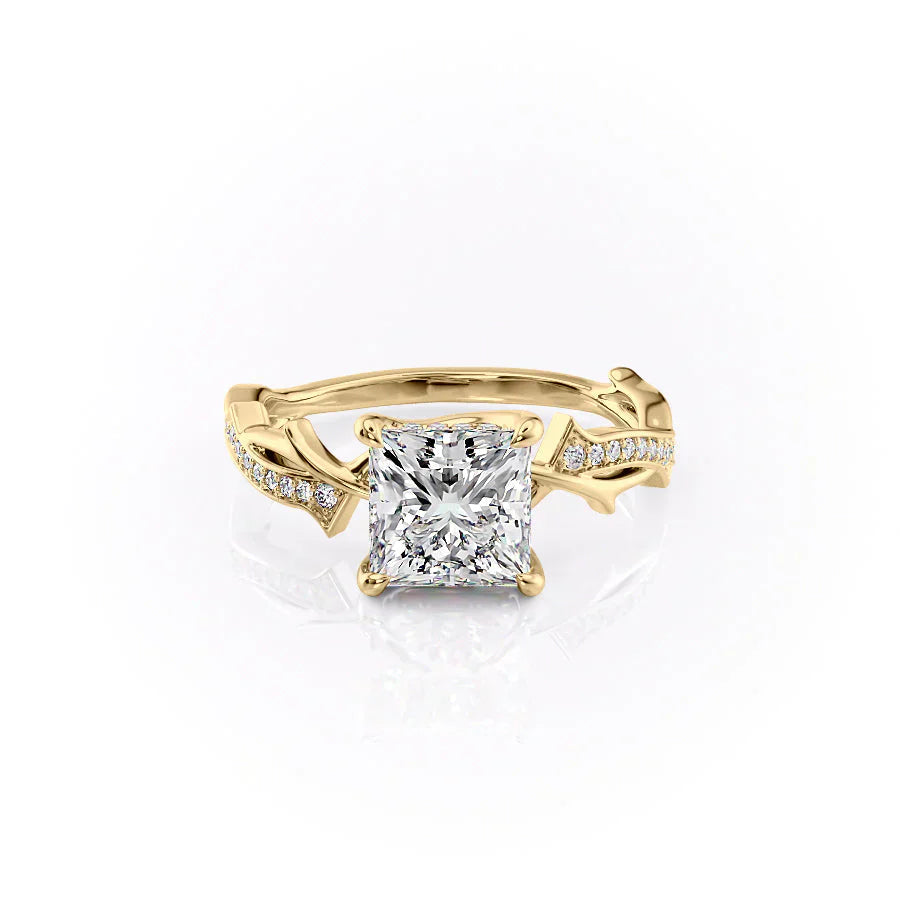 The Pave Twig Set With A 1.5 Carat Princess Moissanite