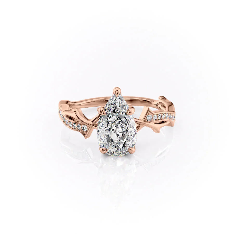 The Pave Twig Set With A 2.5 Carat Pear Lab Diamond