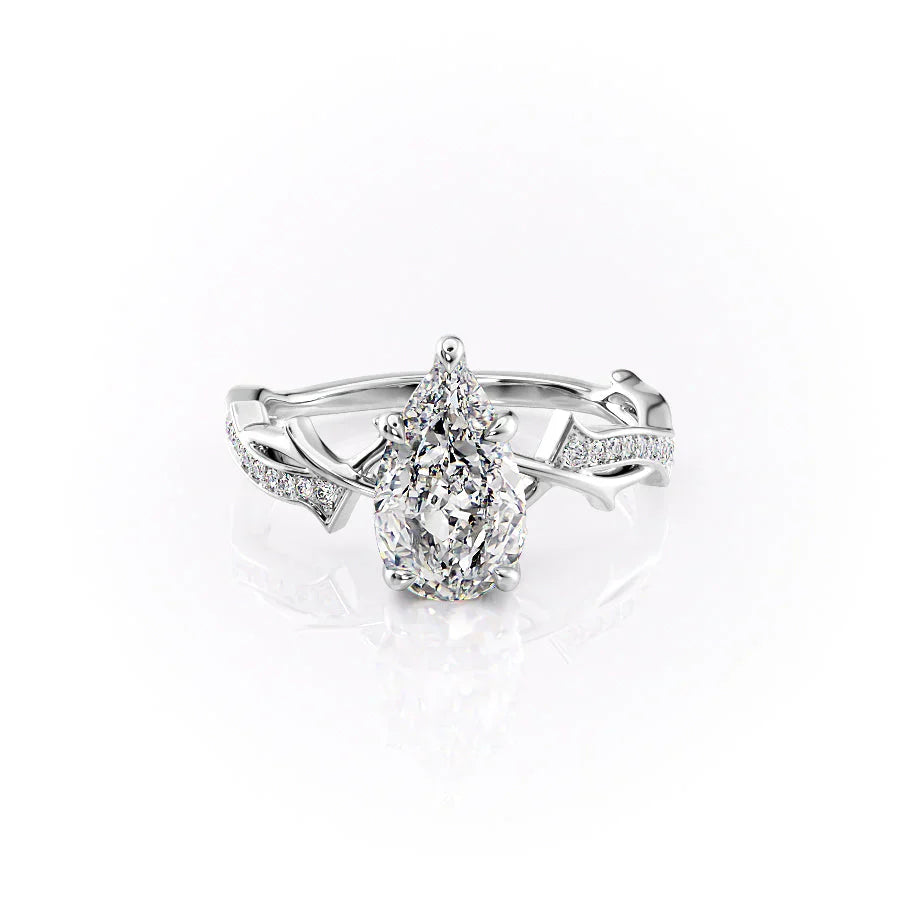 The Pave Twig Set With A 4.5 Carat Pear Moissanite