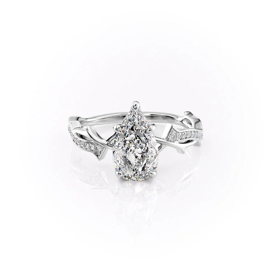 The Pave Twig Set With A Pear Moissanite