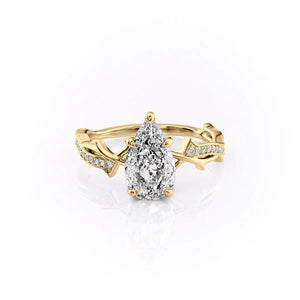 The Pave Twig Set With A Pear Moissanite