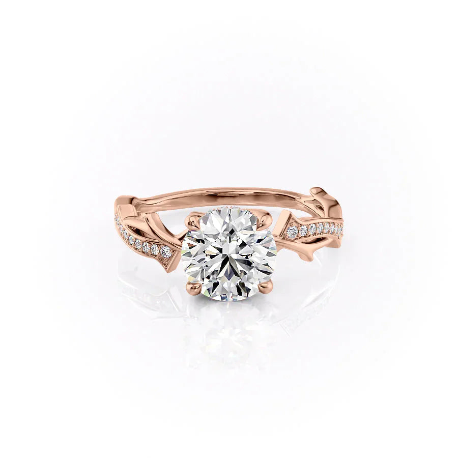 The Pave Twig Set With A 4.5 Carat Round Moissanite
