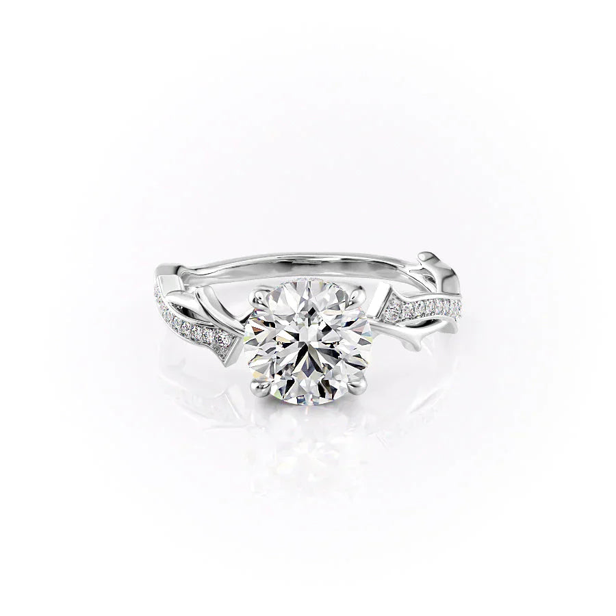 The Pave Twig Set With A 2.5 Carat Round Lab Diamond