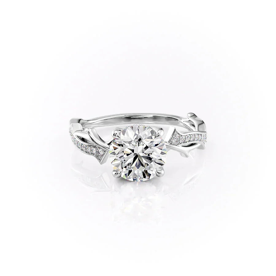 The Pave Twig Set With A Round Moissanite