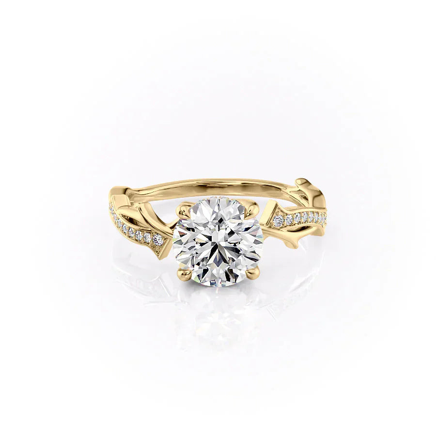 The Pave Twig Set With A 3.5 Carat Round Moissanite