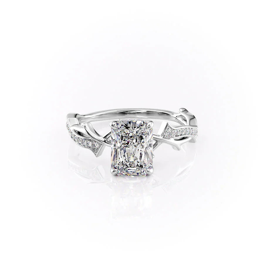 The Pave Twig Set With A 2.5 Carat Radiant Lab Diamond
