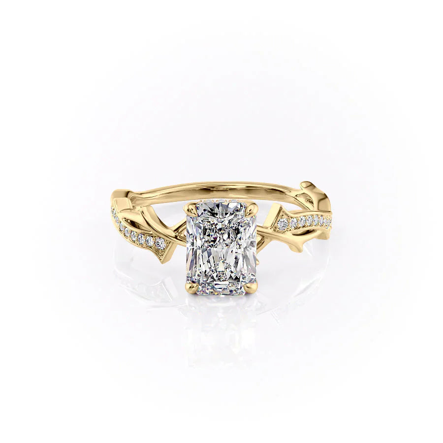 The Pave Twig Set With A 3.5 Carat Radiant Moissanite