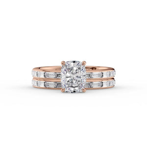 The Jennifer Set With A 1.5 Carat Elongated Cushion Moissanite