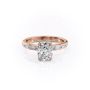 The Jennifer Set With A 4.5 Carat Elongated Cushion Moissanite