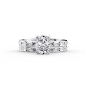 The Jennifer Set With A 2 Carat Elongated Cushion Moissanite