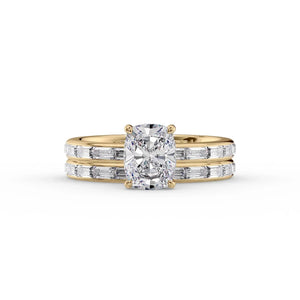 The Jennifer Set With A 5 Carat Elongated Cushion Moissanite