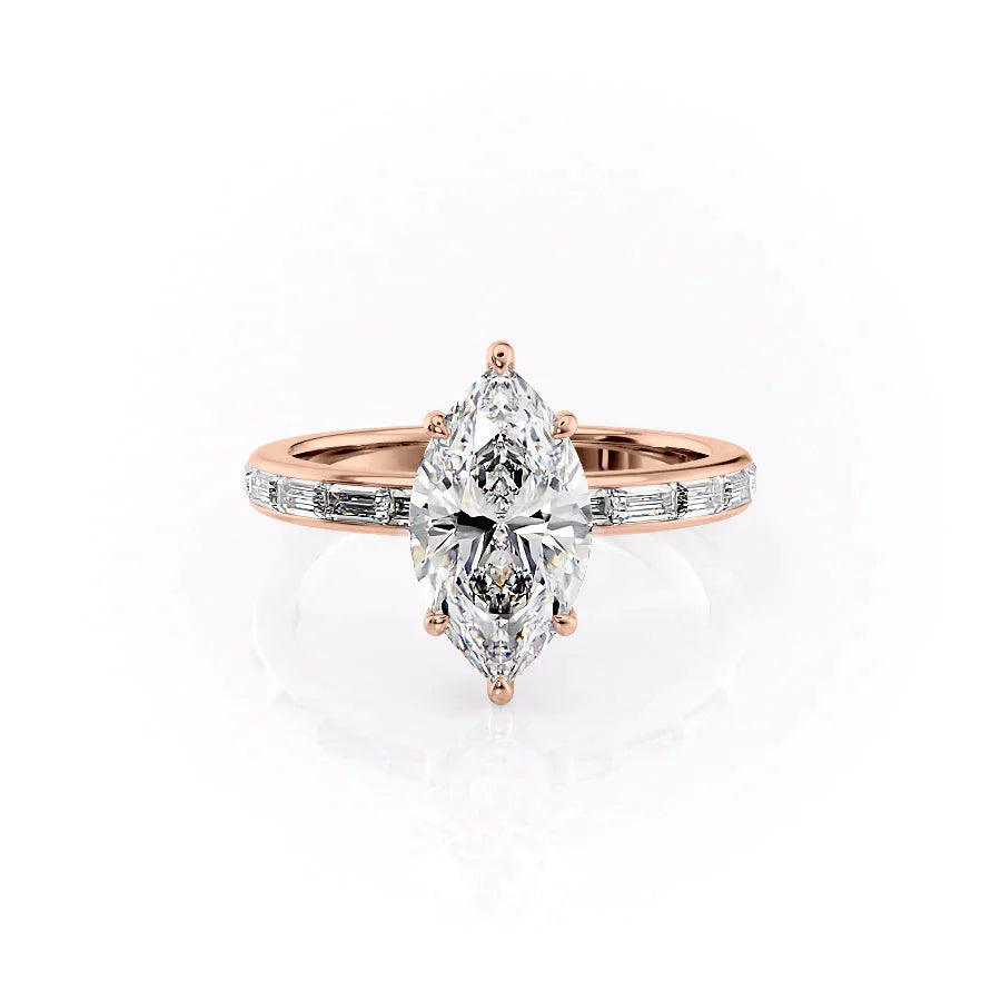 The Jennifer Set With A 2.5 Carat Marquise Lab Diamond