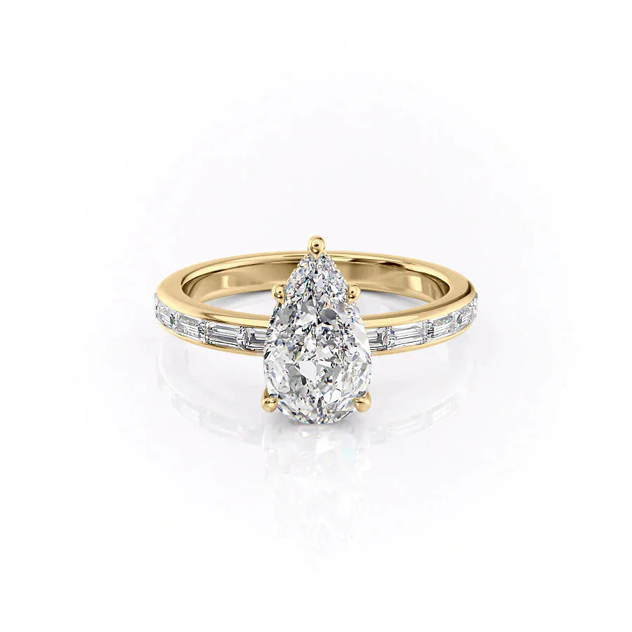 The Jennifer Set With A 1.5 Carat Pear Moissanite