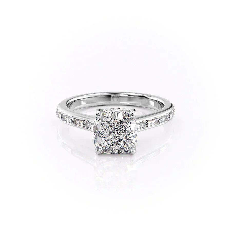 The Monica Set With A 3.5 Carat Cushion Moissanite
