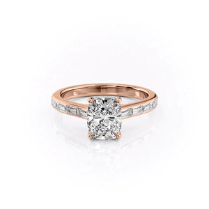 The Monica Set With A 1.5 Carat Elongated Cushion Moissanite