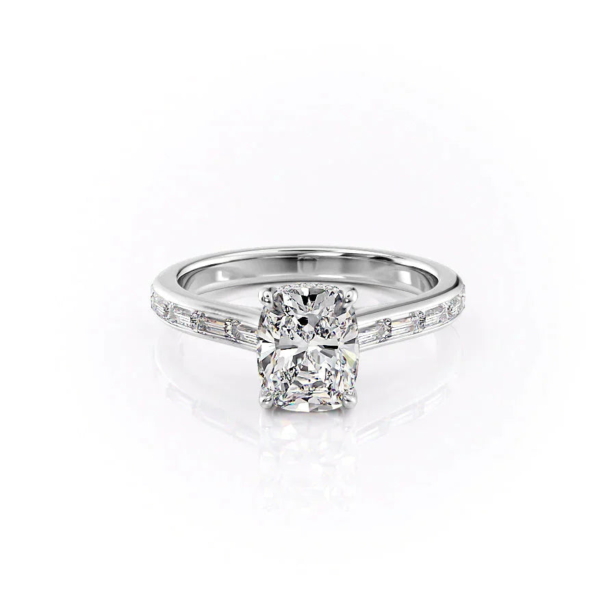 The Monica Set With A 1 Carat Elongated Cushion Lab Diamond