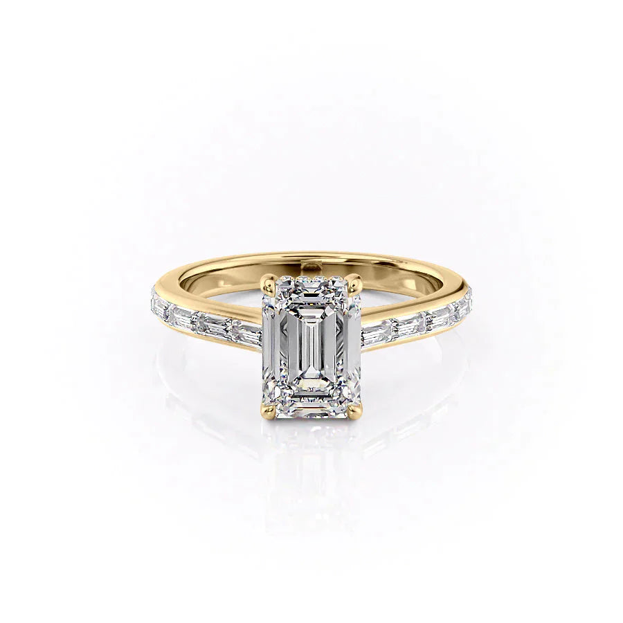 The Monica Set With A 3.5 Carat Emerald Moissanite
