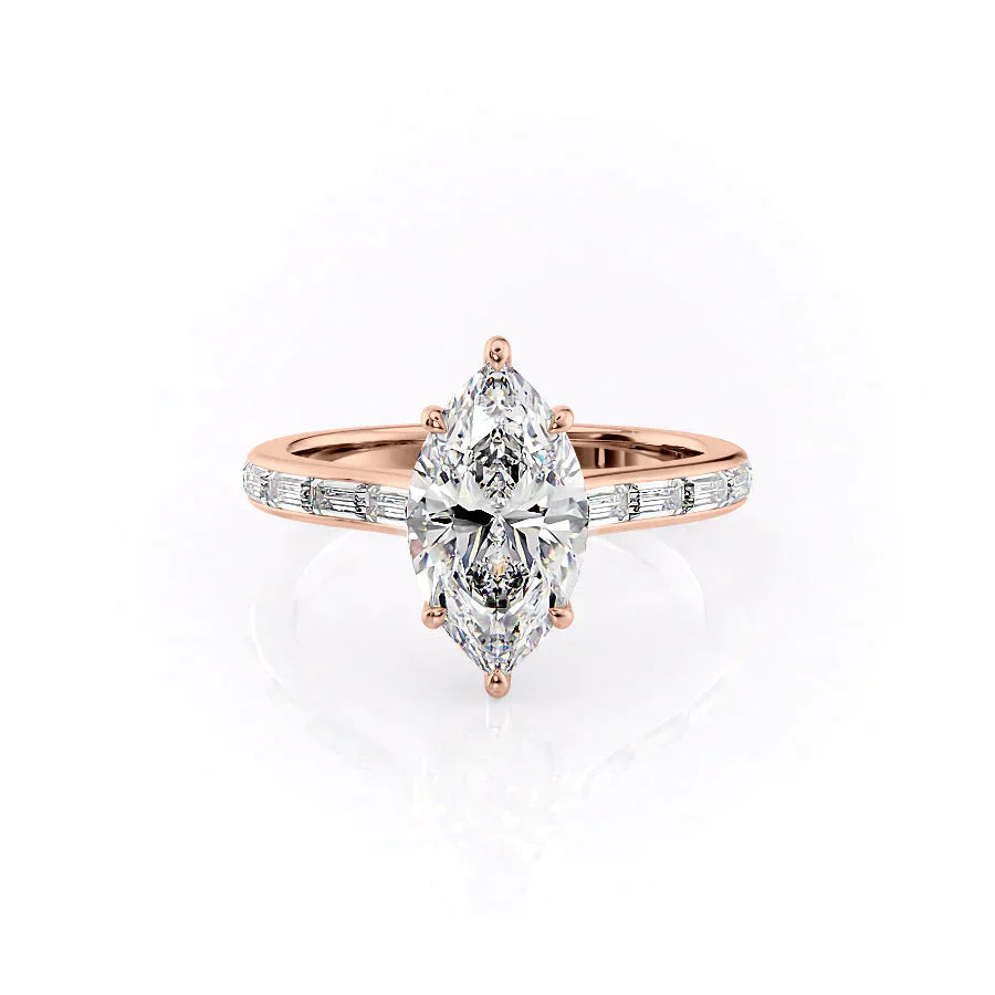 The Monica Set With A 3 Carat Marquise Lab Diamond