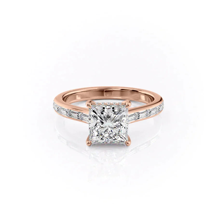 The Monica Set With A 2.5 Carat Princess Lab Diamond