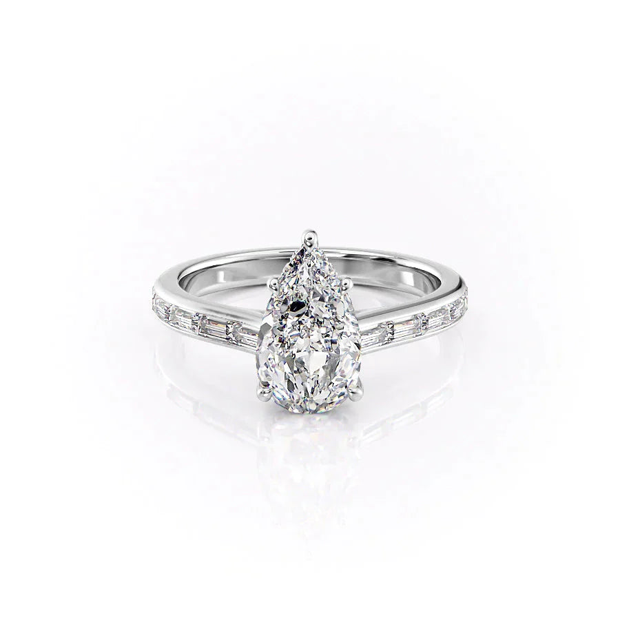 The Monica Set With A 1.5 Carat Pear Moissanite