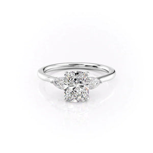 The Megan Set With A 2 Carat Elongated Cushion Lab Diamond
