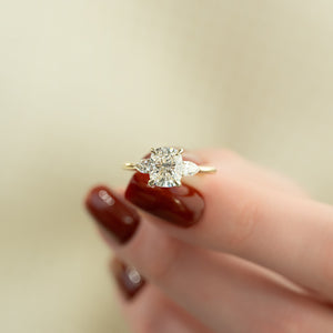 The Megan Set With A 2 Carat Elongated Cushion Lab Diamond