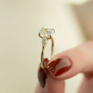 The Megan Set With A 2 Carat Elongated Cushion Lab Diamond