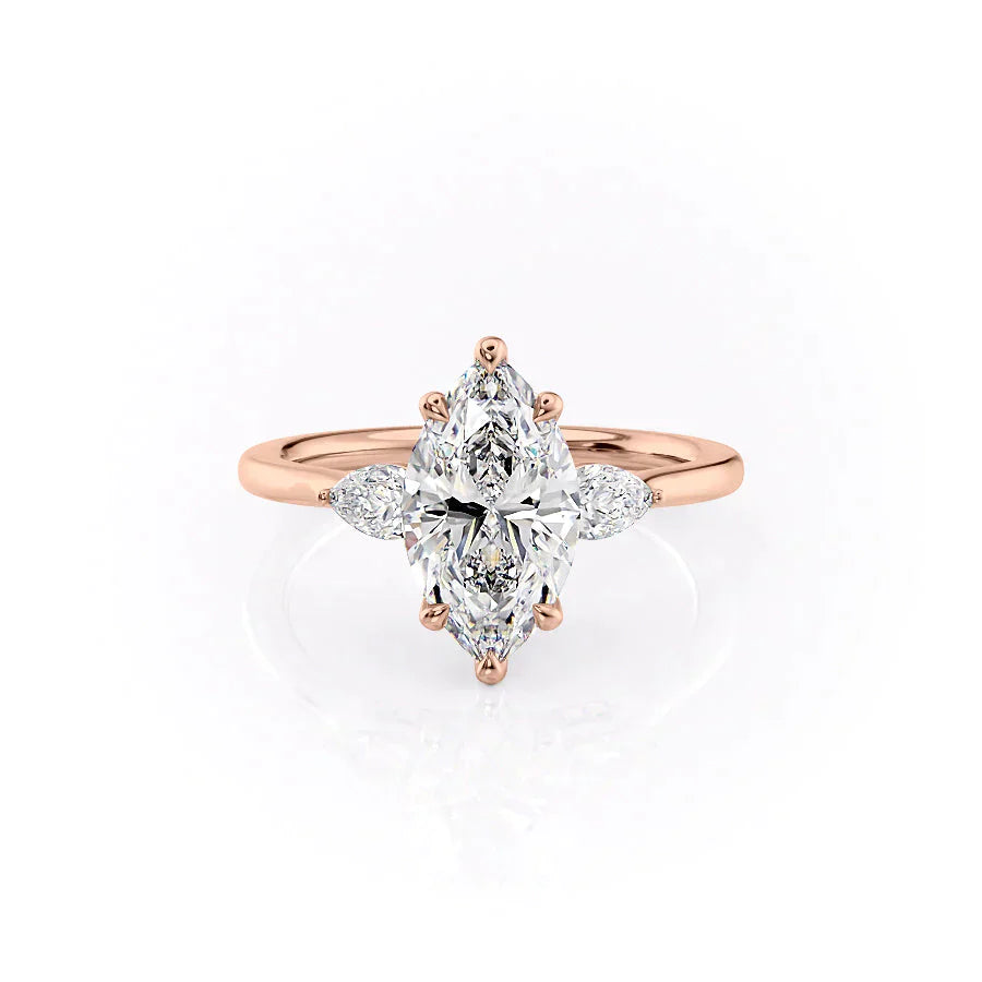 The Megan Set With A 3 Carat Marquise Lab Diamond