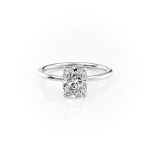 The Ashley Set With A 2 Carat Elongated Cushion Lab Diamond
