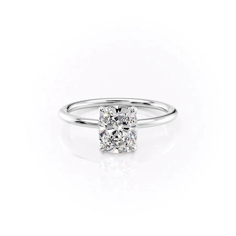 The Ashley Set With A 3.5 Carat Elongated Cushion Moissanite