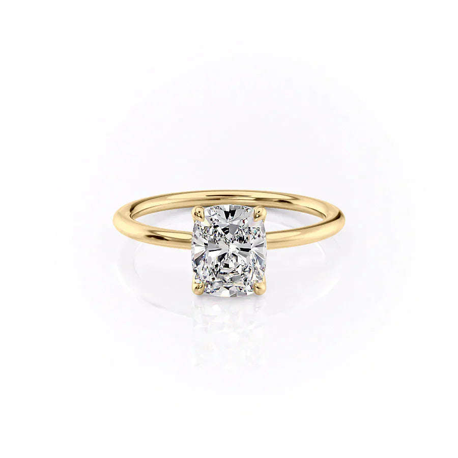The Ashley Set With A 1.5 Carat Elongated Cushion Lab Diamond