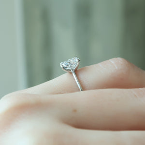 The Ashley Set With A 2 Carat Elongated Cushion Moissanite
