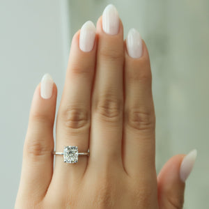 The Ashley Set With A 2 Carat Elongated Cushion Moissanite