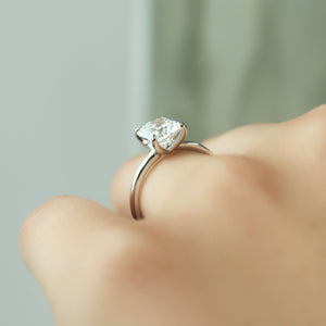 The Ashley Set With A 2 Carat Elongated Cushion Moissanite