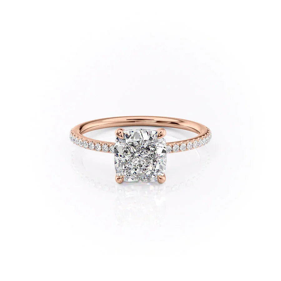 The Pave Ashley Set With A 1.5 Carat Cushion Moissanite