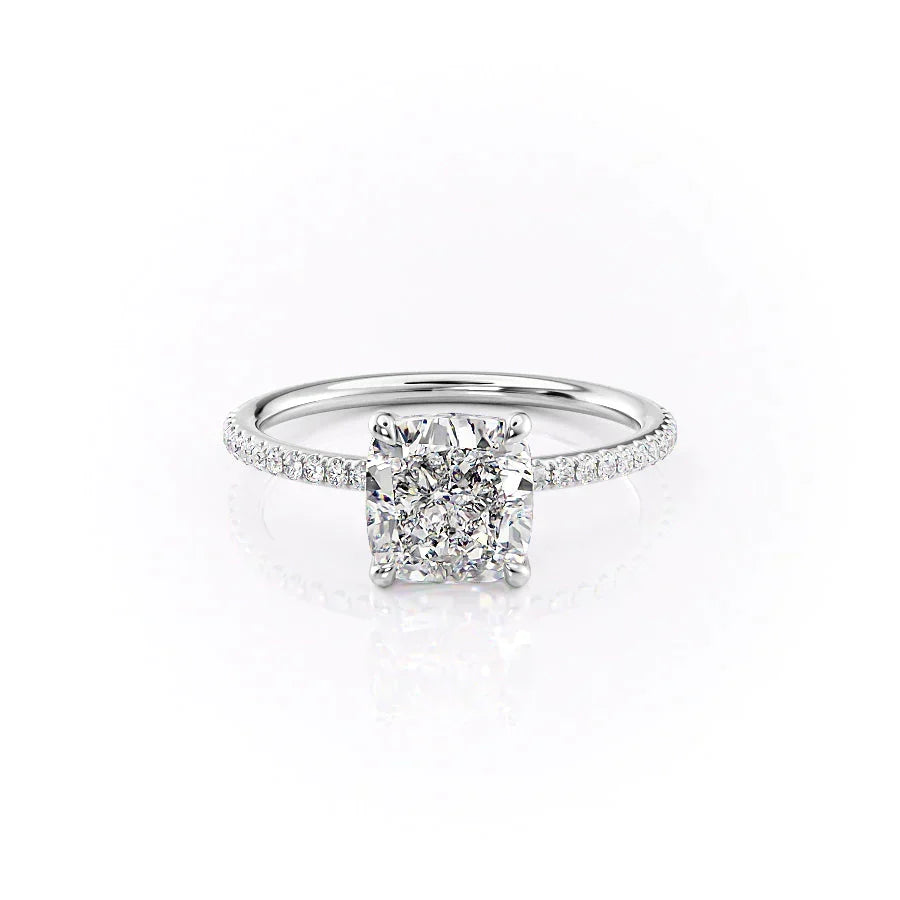 The Pave Ashley Set With A Cushion Moissanite
