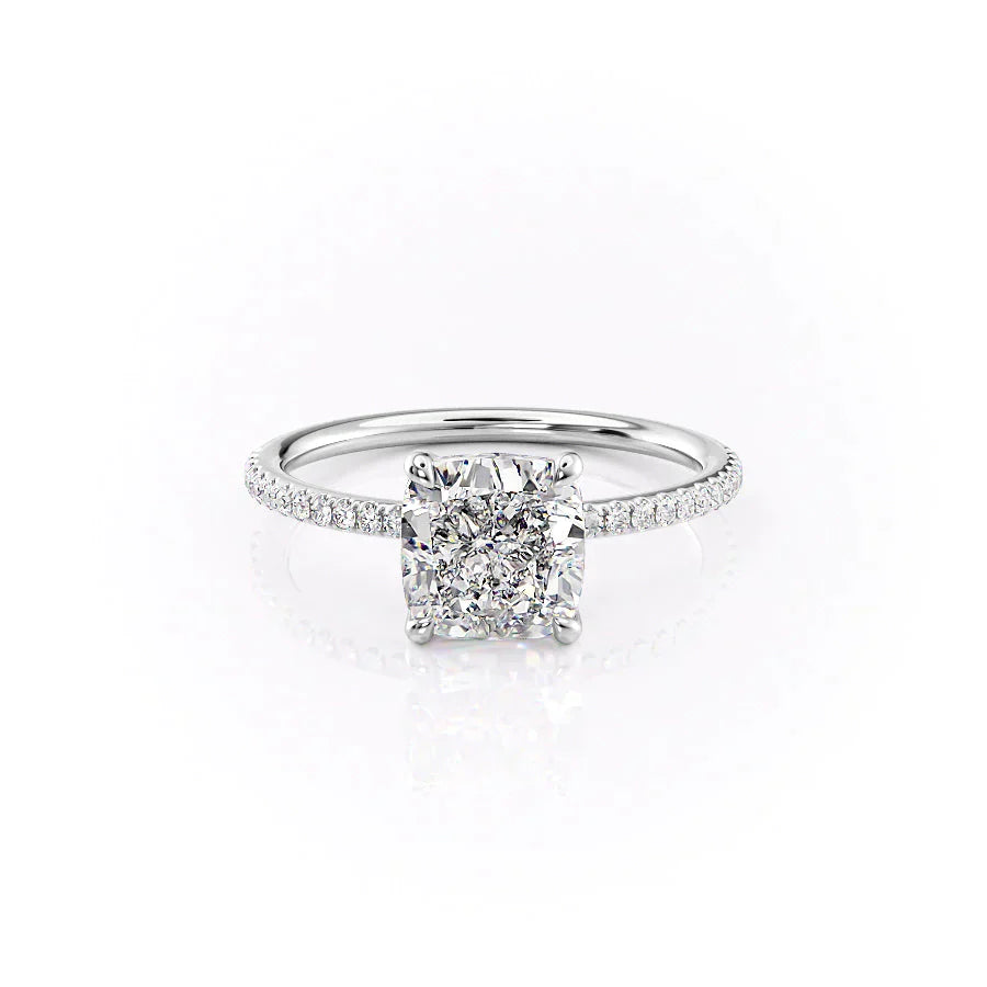 The Pave Ashley Set With A 3 Carat Cushion Lab Diamond