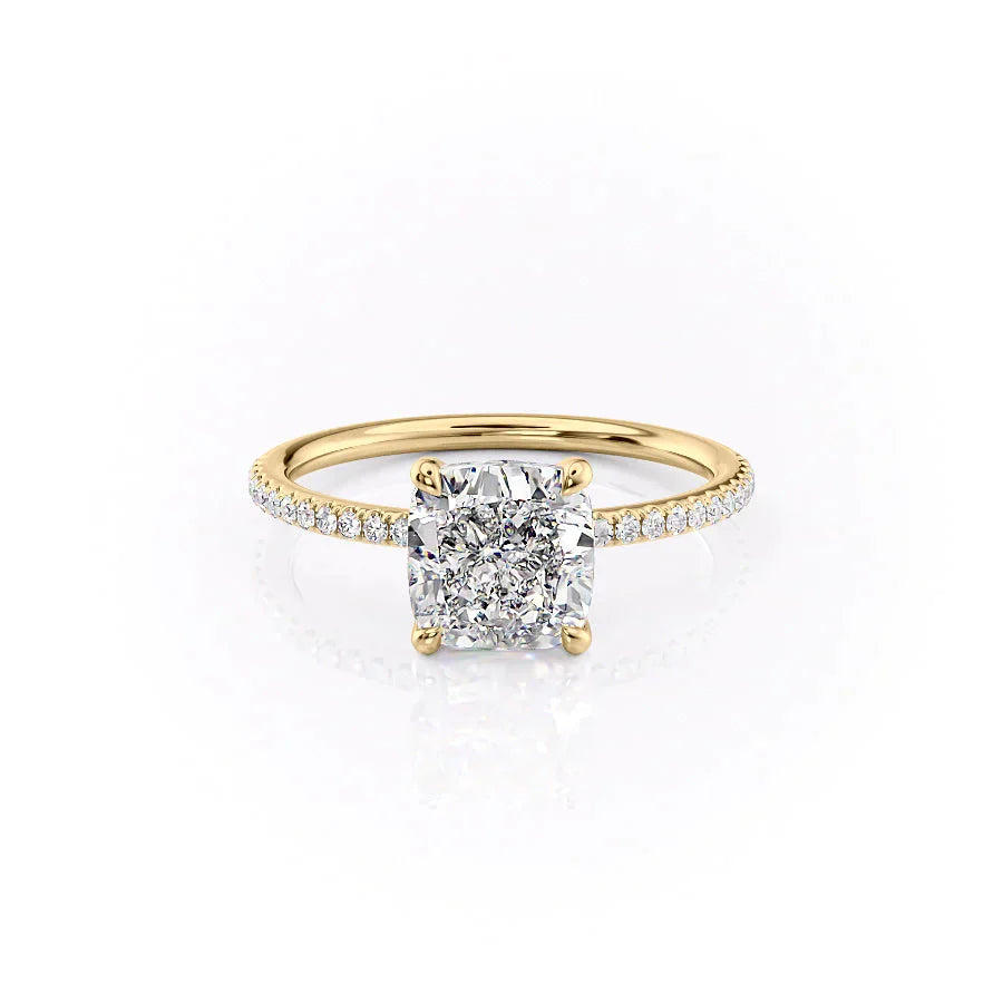 The Pave Ashley Set With A 3.5 Carat Cushion Moissanite