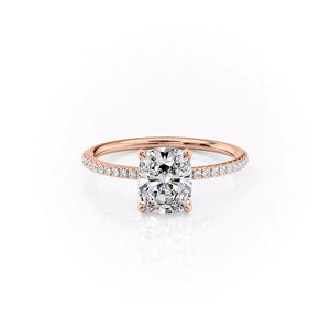 The Pave Ashley Set With A 2 Carat Elongated Cushion Lab Diamond