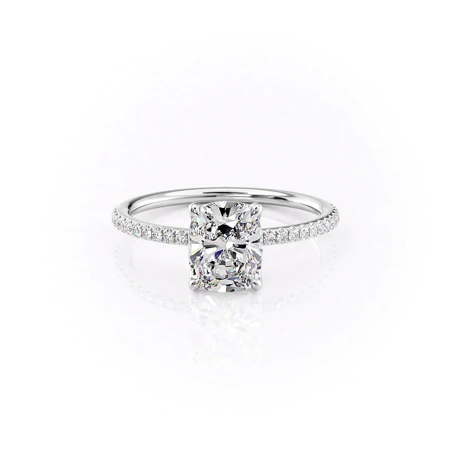 The Pave Ashley Set With A 4.5 Carat Elongated Cushion Moissanite