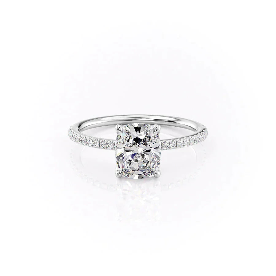 The Pave Ashley Set With A Elongated Cushion Moissanite