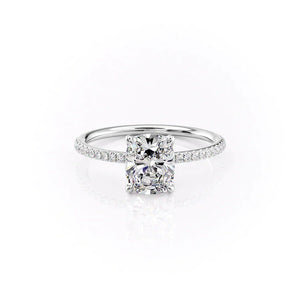 The Pave Ashley Set With A 4.5 Carat Elongated Cushion Moissanite