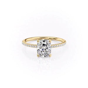 The Pave Ashley Set With A 1 Carat Elongated Cushion Lab Diamond