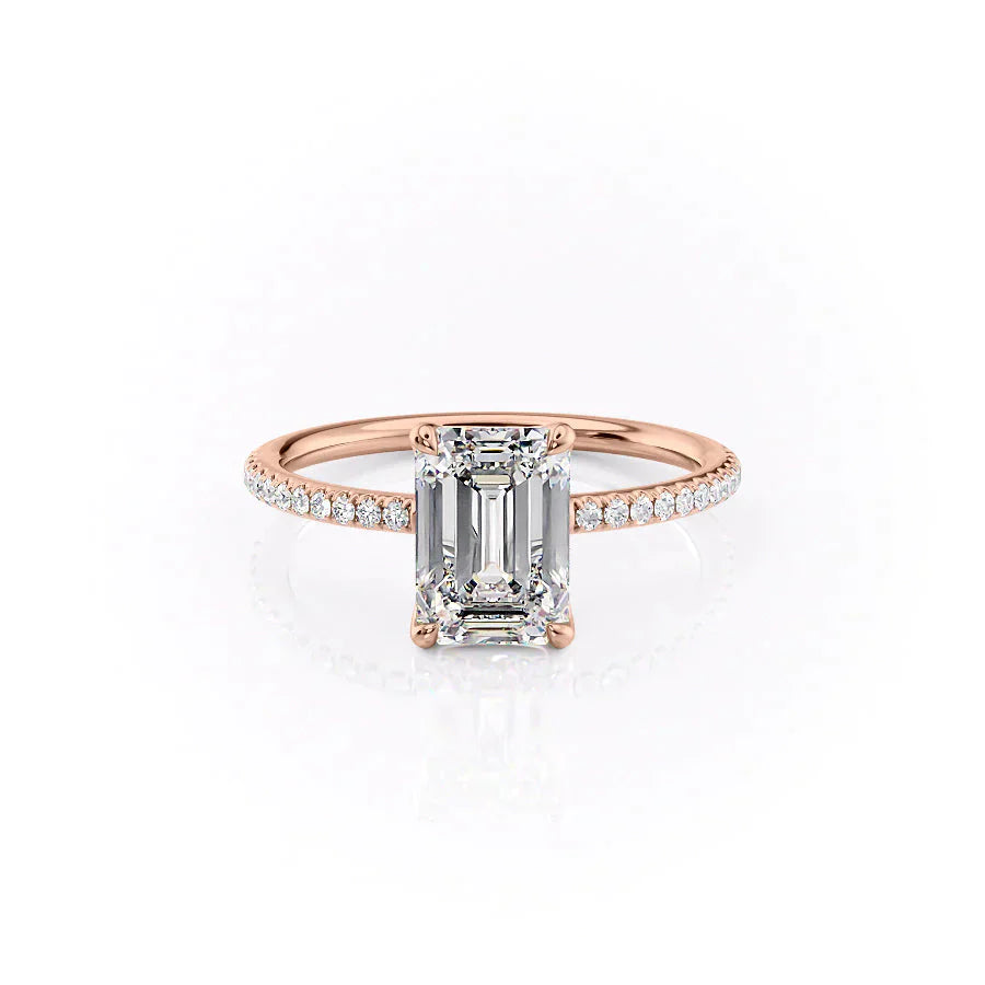 The Pave Ashley Set With A 1.5 Carat Emerald Lab Diamond